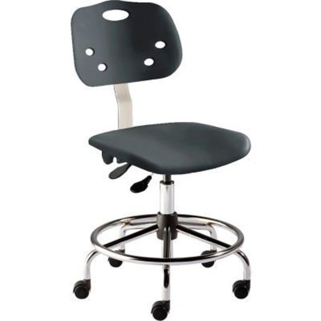 BIOFIT BioFit Antimicrobial Stool, 20"-27" Seat Height, Black Plastic - Chrome Steel - ArmorSeat Series GGS-M-RC-T-XF-XA-C-BLK